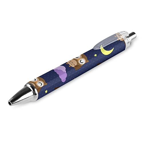 Novaj Kugelschreiber mit Eulen und Sternen und Mond, 0,5 mm, feine Spitze, einziehbar, schwarze Tinte, zum Schreiben, 1 Stück Novaj Kugelschreiber mit Eulen und Sternen und Mond, 0,5 mm, feine Spitze, einziehbar, schwarze Tinte, zum Schreiben, 1 Stück von Novaj