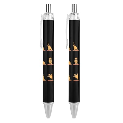 Novaj Mops-Yoga-Kugelschreiber, einziehbar, hübscher Journaling-Stift, Kugelschreiber, Arbeitsstift, Büro-Stifte für Männer und Frauen, Bürobedarf, 2 Stück von Novaj