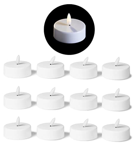 LED Teelicht Groß Mit Timer - 12er Set Warmweiß Kerze 3D Flamme Flackernd - 6cm Weiß Kunststoff 1x Batterie CR2032 Benötigt - Für Kerzenpick Auf Adventskranz LED Teelicht Groß Mit Timer - 12er Set Warmweiß Kerze 3D Flamme Flackernd - 6cm Weiß Kunststoff 1x Batterie CR2032 Benötigt - Für Kerzenpick Auf Adventskranz von Novaliv