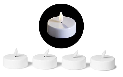 LED Teelicht Groß Mit Timer - 4er Set Warmweiß Kerze 3D Flamme Flackernd - 6cm Weiß Kunststoff 1x Batterie CR2032 Benötigt - Für Kerzenpick Auf Adventskranz LED Teelicht Groß Mit Timer - 4er Set Warmweiß Kerze 3D Flamme Flackernd - 6cm Weiß Kunststoff 1x Batterie CR2032 Benötigt - Für Kerzenpick Auf Adventskranz von Novaliv