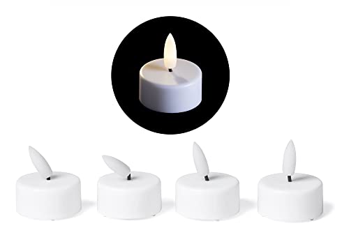 LED Teelicht klein mit Timer - 4er Set Warmweiß LED Kerze 3D Flamme flackernd - LED Teelicht klein 6cm Weiß Kunststoff 1x Batterie CR2032 benötigt - Teelichter LED für Kerzenpick auf Adventskranz LED Teelicht klein mit Timer - 4er Set Warmweiß LED Kerze 3D Flamme flackernd - LED Teelicht klein 6cm Weiß Kunststoff 1x Batterie CR2032 benötigt - Teelichter LED für Kerzenpick auf Adventskranz von Novaliv