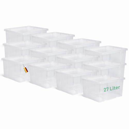 Novaliv 12x Aufbewahrungsboxen ohne Deckel 27L transparente Nestbar Drehstapelbox Euroboxen Kunststoffboxen BPA-frei 44,5x35,5x23 cm für Kistenregal Novaliv 12x Aufbewahrungsboxen ohne Deckel 27L transparente Nestbar Drehstapelbox Euroboxen Kunststoffboxen BPA-frei 44,5x35,5x23 cm für Kistenregal von Novaliv