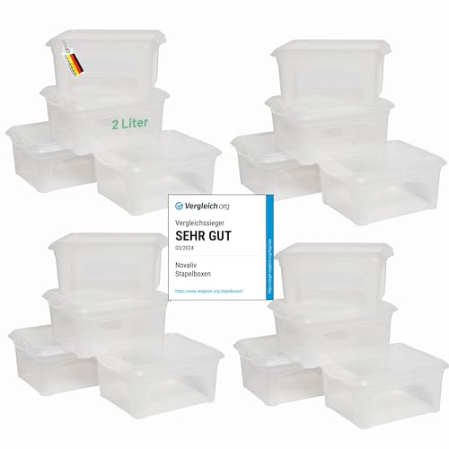 Novaliv 16x Aufbewahrungsboxen mit Deckel klein 2 L transparente Nestbar stapelbare Plastikboxen mit Clipverschluss Kunststoff BPA-frei 20x16,5x9 cm Novaliv 16x Aufbewahrungsboxen mit Deckel klein 2 L transparente Nestbar stapelbare Plastikboxen mit Clipverschluss Kunststoff BPA-frei 20x16,5x9 cm von Novaliv