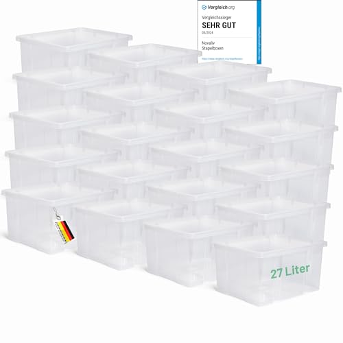 Novaliv 20x Aufbewahrungsboxen ohne Deckel 27L transparente Nestbar Drehstapelbox Euroboxen Kunststoffboxen BPA-frei 44,5x35,5x23 cm für Kistenregal Novaliv 20x Aufbewahrungsboxen ohne Deckel 27L transparente Nestbar Drehstapelbox Euroboxen Kunststoffboxen BPA-frei 44,5x35,5x23 cm für Kistenregal von Novaliv