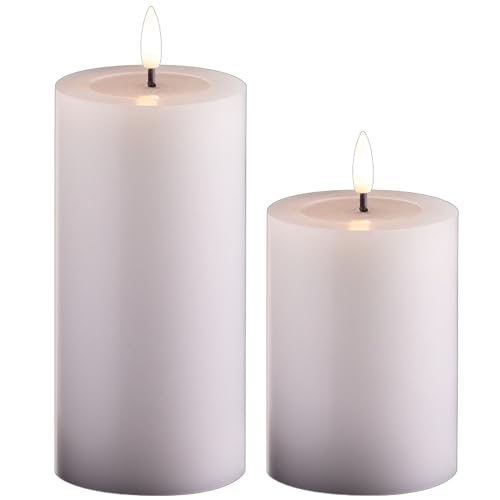 Novaliv 2er Set Led Kerzen flackernde Flamme mit Echtwachspiegel weiß 7,5cm ø 1x 15 cm, 1x10 cm Höhe, LED Kerzen mit Timerfunktion, 2 AA Batterien nötig, LED Echtwachs Stumpenkerzen warmweiß Novaliv 2er Set Led Kerzen flackernde Flamme mit Echtwachspiegel weiß 7,5cm ø 1x 15 cm, 1x10 cm Höhe, LED Kerzen mit Timerfunktion, 2 AA Batterien nötig, LED Echtwachs Stumpenkerzen warmweiß von Novaliv
