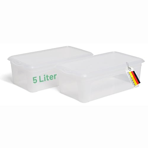 Novaliv 2x Aufbewahrungsbox durchsichtig mit Deckel 5L Nestbar stapelbare Plastikbox mit Clipverschluss Kunststoffbox Transparent BPA-frei 34x19x11 cm von Novaliv