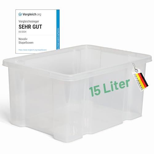 Novaliv 2x Aufbewahrungsboxen ohne Deckel 15L transparente Nestbar stapelbare Storage boxes Kunststoffbox BPA-frei 39x28,5x19,5 cm Novaliv 2x Aufbewahrungsboxen ohne Deckel 15L transparente Nestbar stapelbare Storage boxes Kunststoffbox BPA-frei 39x28,5x19,5 cm von Novaliv