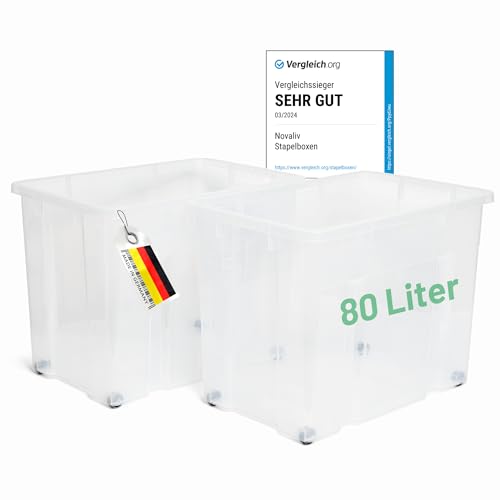 Novaliv 2x XXL Aufbewahrungsboxen ohne Deckel Groß 80L transparente nestbar stapelbar Rollboxen Kunststoff BPA-frei 59x39x44 cm Novaliv 2x XXL Aufbewahrungsboxen ohne Deckel Groß 80L transparente nestbar stapelbar Rollboxen Kunststoff BPA-frei 59x39x44 cm von Novaliv