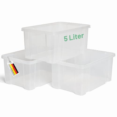 Novaliv 3x Aufbewahrungsboxen ohne Deckel 5L 30 x 19 x 14 cm transparente Nestbar stapelbare Storage boxes Kunststoff BPA-frei Novaliv 3x Aufbewahrungsboxen ohne Deckel 5L 30 x 19 x 14 cm transparente Nestbar stapelbare Storage boxes Kunststoff BPA-frei von Novaliv