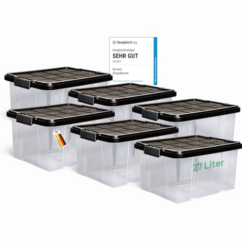 Novaliv 6x Aufbewahrungsboxen mit Deckel 27L Anthrazit Nestbar stapelbare Storage boxes mit Clipverschluss Kunststoffbox BPA-frei 46,5x36,5x24 cm Novaliv 6x Aufbewahrungsboxen mit Deckel 27L Anthrazit Nestbar stapelbare Storage boxes mit Clipverschluss Kunststoffbox BPA-frei 46,5x36,5x24 cm von Novaliv
