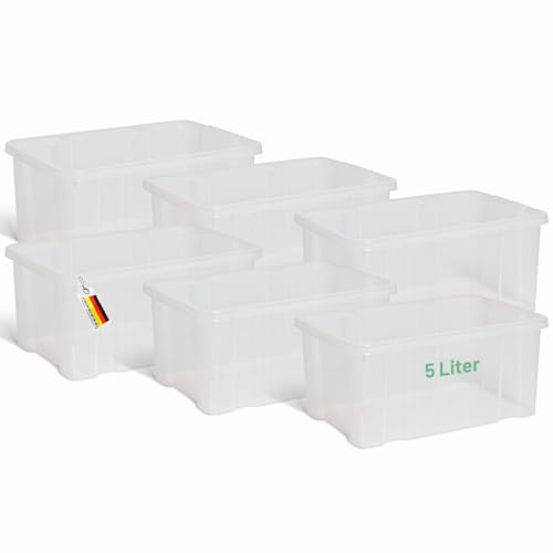 Novaliv 6x Aufbewahrungsboxen ohne Deckel 5L 30 x 19 x 14 cm transparente Nestbar stapelbare Storage boxes Kunststoff BPA-frei von Novaliv