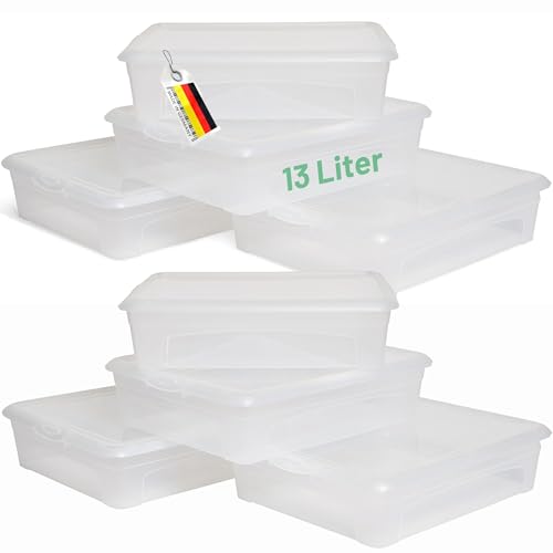 Novaliv 8x Aufbewahrungsboxen mit Deckel 13L transparente Boxen stapelbare Nestbar Storage boxes mit Clipverschluss Kunststoff BPA-frei 41x34x10 cm von Novaliv