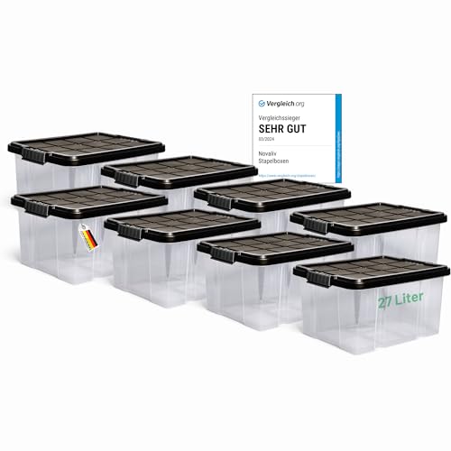 Novaliv 8x Aufbewahrungsboxen mit Deckel 27L Anthrazit Nestbar stapelbare Storage boxes mit Clipverschluss Kunststoffbox BPA-frei 46,5x36,5x24 cm Novaliv 8x Aufbewahrungsboxen mit Deckel 27L Anthrazit Nestbar stapelbare Storage boxes mit Clipverschluss Kunststoffbox BPA-frei 46,5x36,5x24 cm von Novaliv