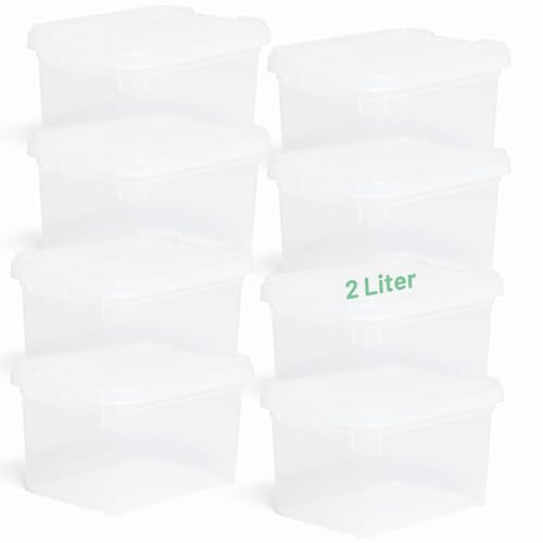 Novaliv 8x Aufbewahrungsboxen mit Deckel klein 2 L transparente Nestbar stapelbare Plastikboxen mit Clipverschluss Kunststoff BPA-frei 19 x 14 x 11 cm von Novaliv