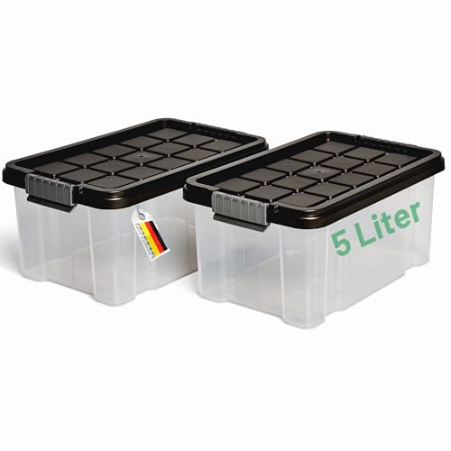 Novaliv Aufbewahrungsbox mit Deckel 5L Anthrazit Nestbar stapelbare Plastikbox mit Clipverschluss Eurobox Kunststoff BPA-frei 30 x 19 x 14 cm von Novaliv