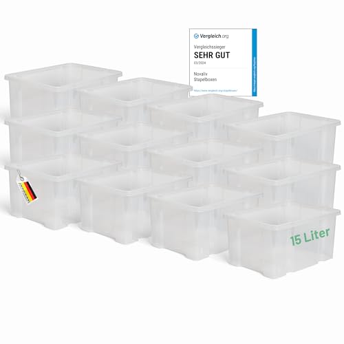 Novaliv Aufbewahrungsbox ohne Deckel 15L transparente Nestbar stapelbare Plastikbox Eurobox Kunststoffbox BPA-frei 39x28,5x19,5 cm Novaliv Aufbewahrungsbox ohne Deckel 15L transparente Nestbar stapelbare Plastikbox Eurobox Kunststoffbox BPA-frei 39x28,5x19,5 cm von Novaliv