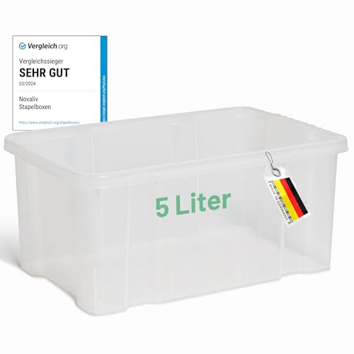 Novaliv Aufbewahrungsbox ohne Deckel 5L transparente Nestbar stapelbare Plastikbox Eurobox Kunststoff BPA-frei 30 x 19 x 14 cm Novaliv Aufbewahrungsbox ohne Deckel 5L transparente Nestbar stapelbare Plastikbox Eurobox Kunststoff BPA-frei 30 x 19 x 14 cm von Novaliv