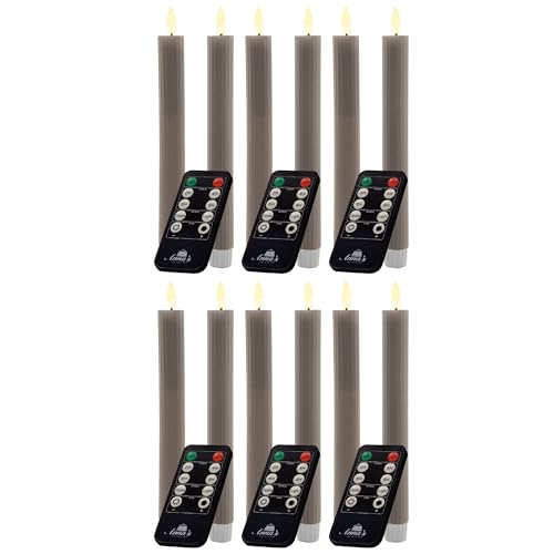 Stabkerzen LED mit Timer Taupe GRAU 12 Stück Indoor 6 Stunden ECHTWACHS gerippt 23cm Höhe für Kerzen 2,2cm Durchmesser 2 AAA Batterien notwendig LED Stabkerzen 2er Set 3X bewegliche Flamme Licht Stabkerzen LED mit Timer Taupe GRAU 12 Stück Indoor 6 Stunden ECHTWACHS gerippt 23cm Höhe für Kerzen 2,2cm Durchmesser 2 AAA Batterien notwendig LED Stabkerzen 2er Set 3X bewegliche Flamme Licht von Novaliv