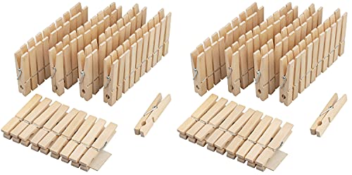 Wäsche-Pins aus Holz | 100er Packung | Wäsche-Klammern | unbehandelte Holz-klammern | organic clothes clips | Wäsche-Klammer Holz | Widerstandsfähig Winddicht | Wäsche-Befestiger Klammern für Wäsche von Novaliv