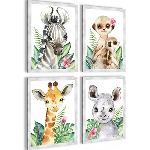 Novart Bilder Tiere Afrika - Fertig Zum Aufhängen - Kein Extra Rahmen benötigt - Wandbilder Set Kinderzimmer Mädchen Junge - N017347a Novart Bilder Tiere Afrika - Fertig Zum Aufhängen - Kein Extra Rahmen benötigt - Wandbilder Set Kinderzimmer Mädchen Junge - N017347a von Novart