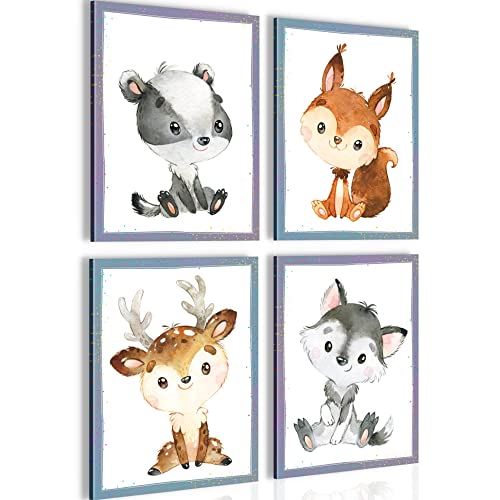 Novart Bilder Tiere - Fertig Zum Aufhängen - Kein Extra Rahmen benötigt - Wandbilder Set Kinderzimmer Mädchen Junge - N017047b Novart Bilder Tiere - Fertig Zum Aufhängen - Kein Extra Rahmen benötigt - Wandbilder Set Kinderzimmer Mädchen Junge - N017047b von Novart