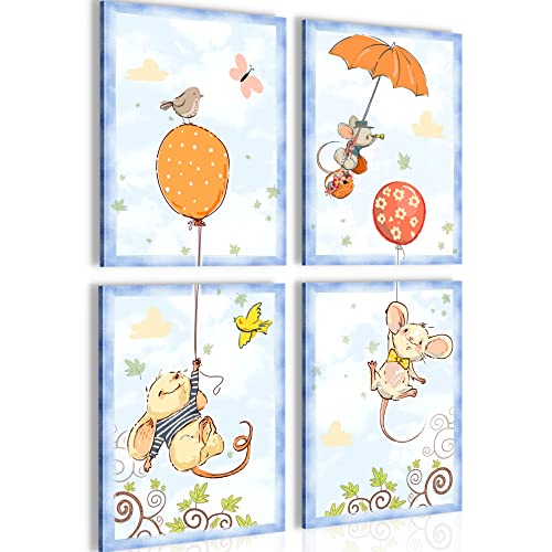 Novart Bilder Tiere - Fertig Zum Aufhängen - Kein Extra Rahmen benötigt - Wandbilder Set Kinderzimmer Mädchen Junge - N017747b Novart Bilder Tiere - Fertig Zum Aufhängen - Kein Extra Rahmen benötigt - Wandbilder Set Kinderzimmer Mädchen Junge - N017747b von Novart