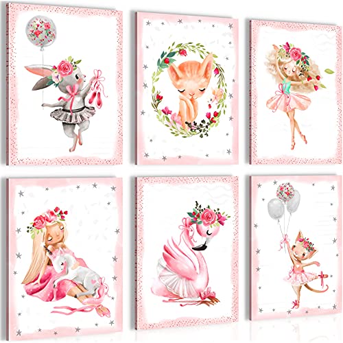 Novart Wandbilder - KEIN EXTRA RAHMEN BENÖTIGT - Kinderzimmer Mädchen - Bilder Modern Ballerina - Rosa - N021065a von Novart