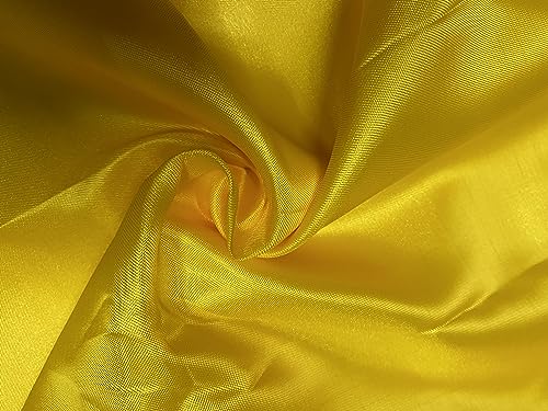 100 % Polyester/Poly-Seide, hochwertiger seidiger Satin-Stoff, Schneidern, Hochzeit, Abschlussball – Kleider-Bastelmaterial, 150 cm breit, verkauft als 1 Meter vorgeschnittene Längen (gelb) von Novato