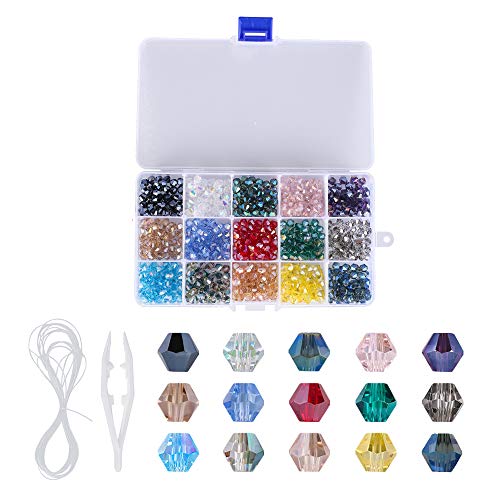 Novborcz Doppelkegel-Glasperlen für Schmuckherstellung, AB-Farbe, 750 Stück, Kristall-Abstandshalter für Armband, Halskette, Zubehör von Novborcz