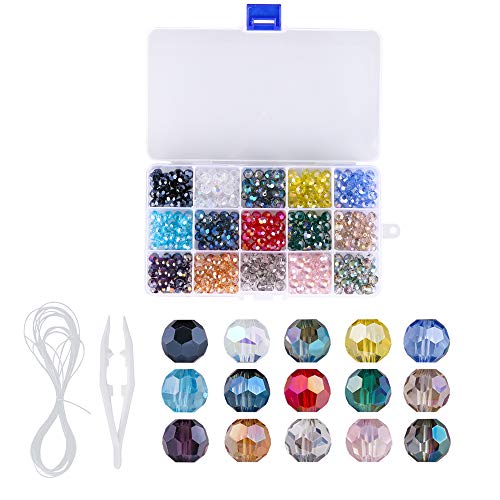 Novborcz Runde Glasperlen für Schmuckherstellung, 8 mm, AB-Farbe, 375 Stück, Kristall-Abstandshalter für Armband, Halskette, Zubehör Novborcz Runde Glasperlen für Schmuckherstellung, 8 mm, AB-Farbe, 375 Stück, Kristall-Abstandshalter für Armband, Halskette, Zubehör von Novborcz