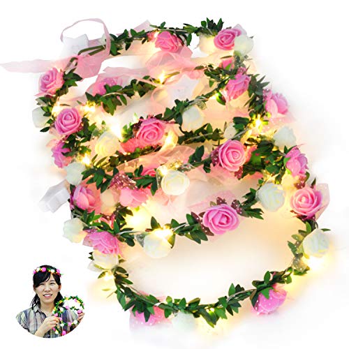 Neuheit Platz 4 Pack leuchten Blume Stirnband - LED Floral Head Crown für Hochzeit, Festival und Party - 4 Stück von Novelty Place