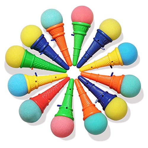 Novelty Place 7" Ice Cream Shooters Toy, Pack of 12, 7 Inch Size Plastic Cone and Foam Ball with Multiple Colors, Interesting Toys for Children's Party von Novelty Place