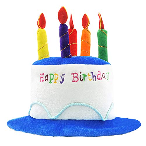 Novelty Place Geburtstagshut aus Plüsch mit Aufschrift Happy Birthday, Unisex, Erwachsenengröße, ideal als Partygeschenk, Kostümzubehör, Kuchen und 5 mehrfarbige Kerzen Novelty Place Geburtstagshut aus Plüsch mit Aufschrift Happy Birthday, Unisex, Erwachsenengröße, ideal als Partygeschenk, Kostümzubehör, Kuchen und 5 mehrfarbige Kerzen von Novelty Place