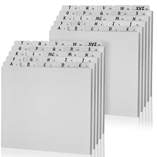 Alphabet-Datei-Trennblätter, oberes Registerkarten-Set, schwere A-Z, Briefgröße, Aktenschrank-Trennwände, 1/5 Schnittlasche, Schreibtisch-Organizer für Arbeit, Schule, Büro, 2 Stück, 50 Stück von Noveread