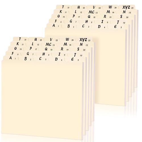 Alphabet-Datei-Trennblätter, oberes Registerkarten-Set, schwere A-Z, Briefgröße, Aktenschrank-Trennwände, 1/5 Schnittlasche, Schreibtisch-Organizer für Arbeit, Schule, Büro, 2 Stück, 50 Stück Alphabet-Datei-Trennblätter, oberes Registerkarten-Set, schwere A-Z, Briefgröße, Aktenschrank-Trennwände, 1/5 Schnittlasche, Schreibtisch-Organizer für Arbeit, Schule, Büro, 2 Stück, 50 Stück von Noveread