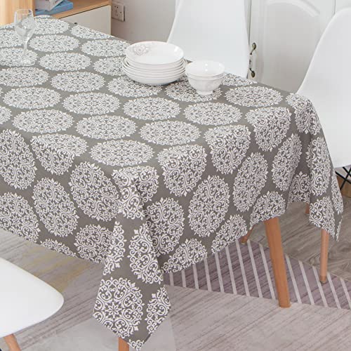 Novetec Tischdecke Rechteckige Baumwolle Leinen Tischtuch Abwischbar Ölbeständig Fleckschutz Tischdecken Pflegeleicht für Drinnen Draussen Garten Esszimmer Party und Festen 140x220 von Novetec