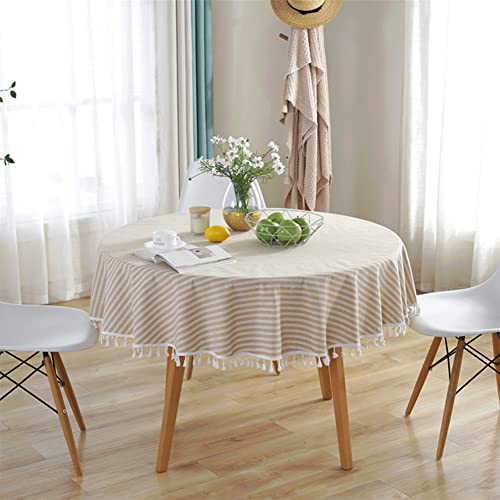 Novetec Tischdecke Runden Leinenoptik Streifen Quaste Tischtuch Abwischbar Ölbeständig Fleckschutz Pflegeleicht für Drinnen Draussen Garten Esszimmer Party und Festen Novetec Tischdecke Runden Leinenoptik Streifen Quaste Tischtuch Abwischbar Ölbeständig Fleckschutz Pflegeleicht für Drinnen Draussen Garten Esszimmer Party und Festen von Novetec