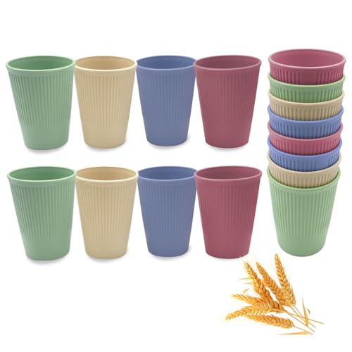 Noviatrix 8 Stück Tassen Becher Set aus PP, Stapelbar Becher Plastik, 380ml Tropffreie Wiederverwendbare Becher Set für Partys im Freien, Picknick, Grillabende, Reisen und Mehr (4 Farben) von Noviatrix
