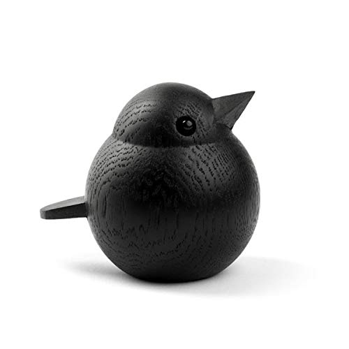 Novoform Design - Baby Sparrow - Dekofigur, Holzfigur - Spatz - Eichenholz, schwarz lackiert - Maße (LxBxH): 6,8 x 5,5 x 6 cm - 1 Stück von Novoform