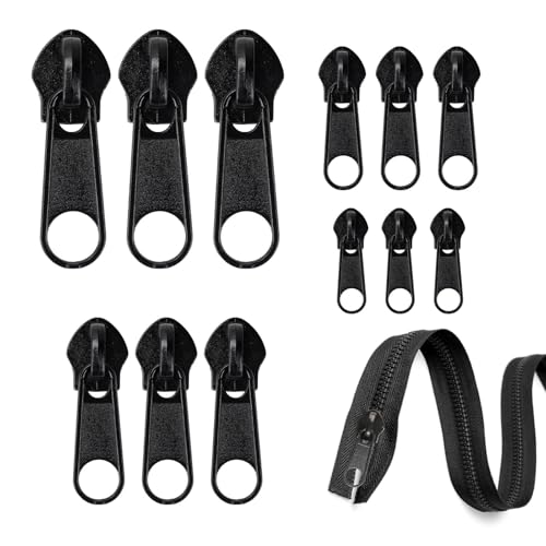 12 Schwarze Reißverschluss-Schieber, Abnehmbare Wiederverwendbare Ersatz-Reißverschlussköpfe Teilbare Reißverschlüsse Geeignet für Jacken Mäntel Koffer Taschen Zelte Gepäck 12 Schwarze Reißverschluss-Schieber, Abnehmbare Wiederverwendbare Ersatz-Reißverschlussköpfe Teilbare Reißverschlüsse Geeignet für Jacken Mäntel Koffer Taschen Zelte Gepäck von Novstuf