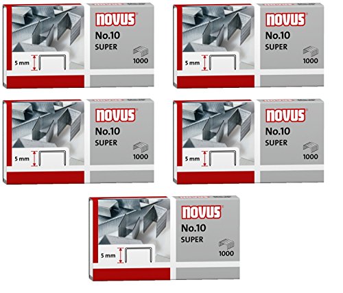 3er Pack Novus Heftklammer No.10, 1000er Päckchen für B 10 FC, 10 FC Professional, 10 Professional, 100EL, 10EL (5, 1000er Päckchen | No. 10 super) von Novus
