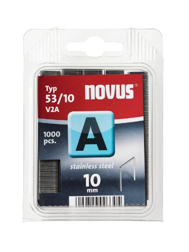 Novus A 53 Feindrahtklammern 10 mm, aus Edelstahl, 1000 Tacker-Klammern vom Typ 53/10, für dauerhaften Außeneinsatz von Novus