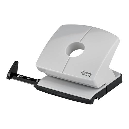 Novus B 220 Papierlocher (20 Blatt, mit Anschlagschiene, Metall/Kunststoff) grau, 3 Stück von Novus