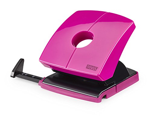 Novus B 230 Color ID Locher (30 Blatt, Anschlagschiene mit Formatvorgaben, Metall / Kunststoff) rosa von Novus