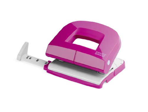 Novus E 216 Locher (16 Blatt Lochleistung, mit Anschlagschiene, für Büro und Schreibtisch) Pink glänzend von Novus