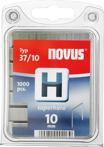 Novus Feindrahtklammern 10 mm "superhart", für Hammertacker, 1000 Tacker-Klammern, Typ H37/12, Heftmittel aus Stahldraht von Novus