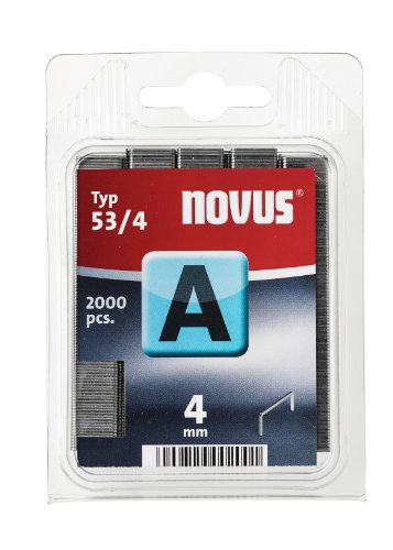Novus Feindrahtklammern 4 mm, 2000 Tacker-Klammern, Typ A53/4, zur Befestigung von Textilien, Holzleisten, Drahtgeflecht, 3 Stück von Novus