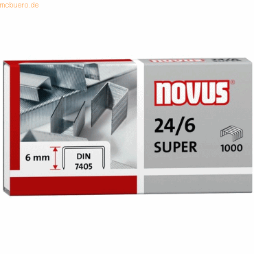 Novus Heftklammer 24/6 DIN Super verzinkt VE=10.000 Stück von Novus