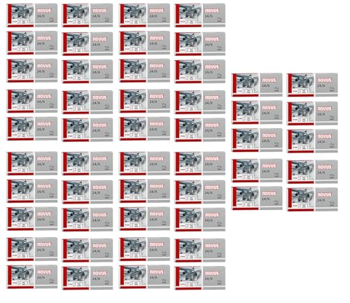 Novus Standardheftklammer 24/6, verzinkt, 1000 Stück pro Packung (50x1000), 6mm, für Papierstapel bis 25 Blatt von Novus