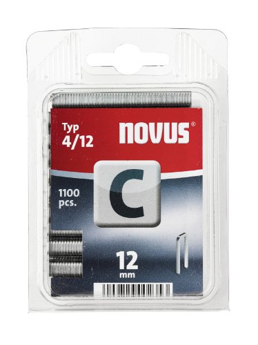 Novus Schmalrückenklammern 12 mm, 1100 Klammern vom Typ C4/12, Heftmittel für Profilhölzer, Paneele und Holzfaserplatten von Novus